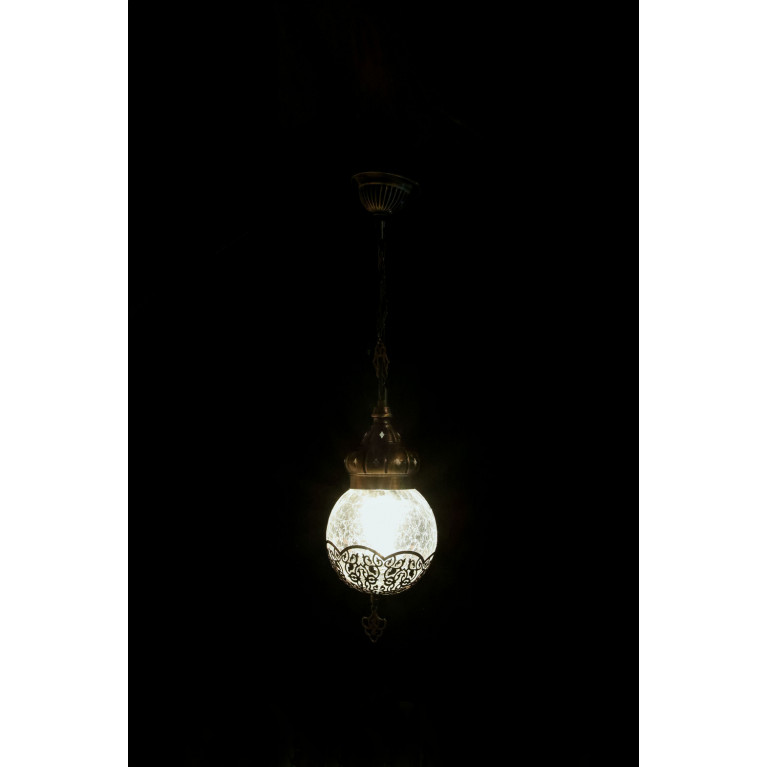 Hanging lamp 60 cm, blown glass, iron, diameter 15 cm